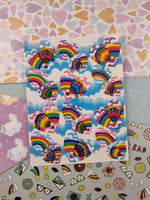 Vintage Lisa Frank Rainbow Hot Air Balloons Hearts Full Sticker Sheet S165