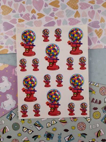 Vintage Lisa Frank Rainbow Gumball Machines Full Sticker Sheet S157