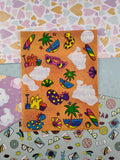 Vintage Lisa Frank Rainbow Beach Sandcastle Partial Sticker Sheet S126