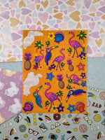 Vintage Lisa Frank Rainbow Toucan Flamingo Partial Sticker Sheet S166