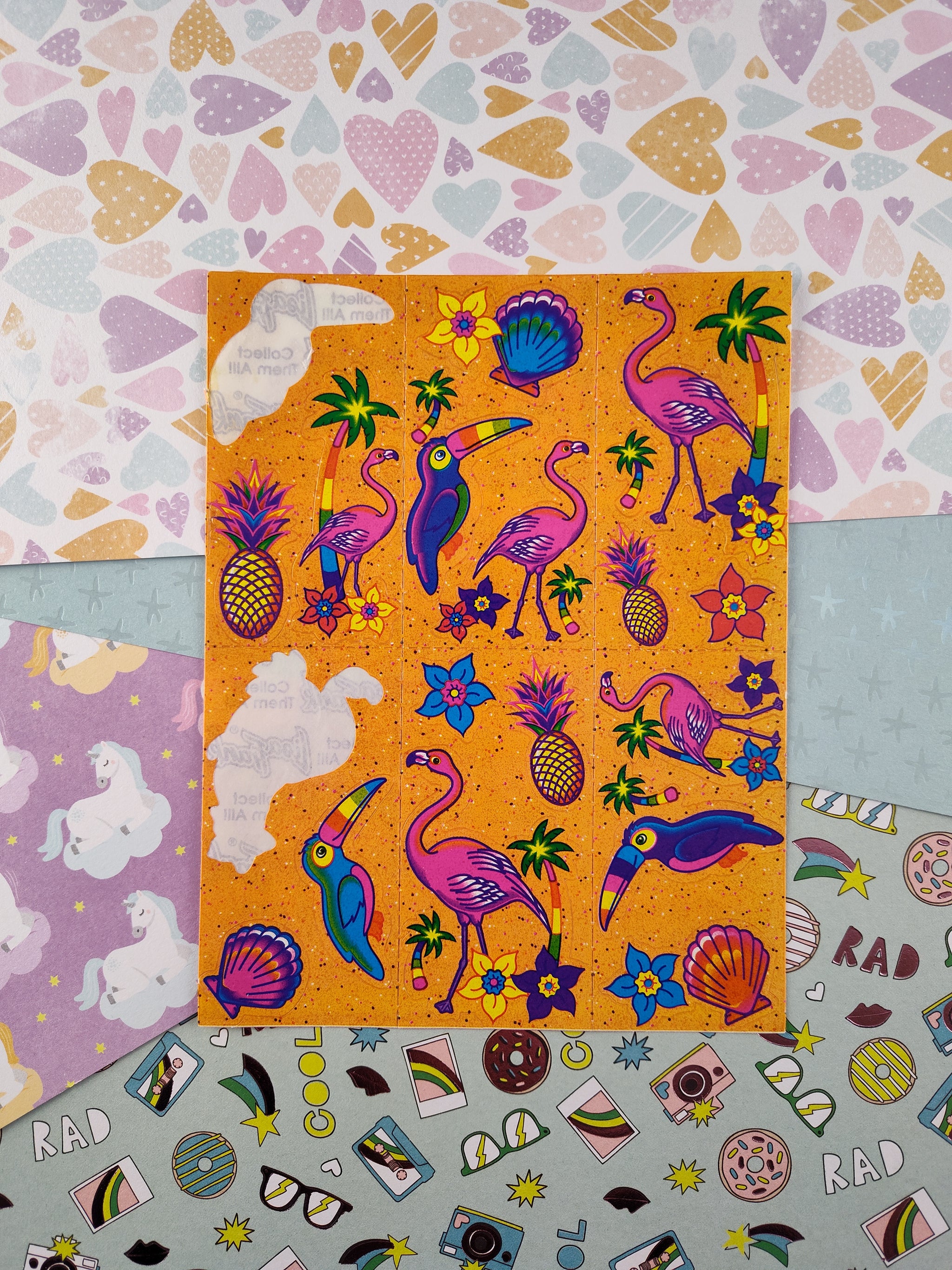 Lisa Frank Birds, Flamingo popular Toucan Stickers