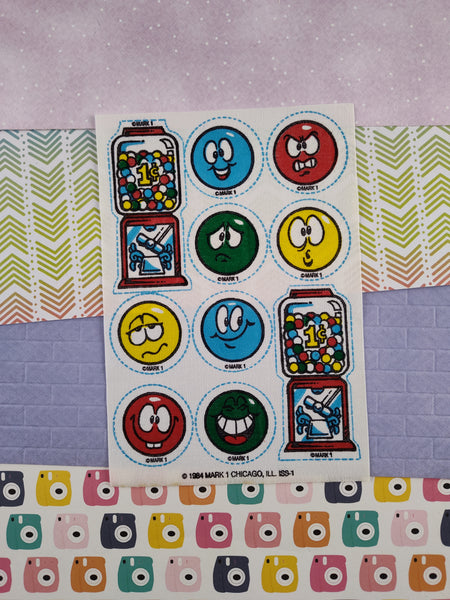 Vintage 1984 Rainbow Gumball Machine Uncut Scratch 'n Sniff Fabric Patches