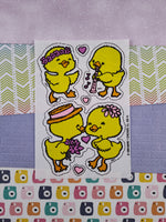 Vintage 1984 Musical Baby Chicks Flowers Uncut Scratch 'n Sniff Fabric Patches