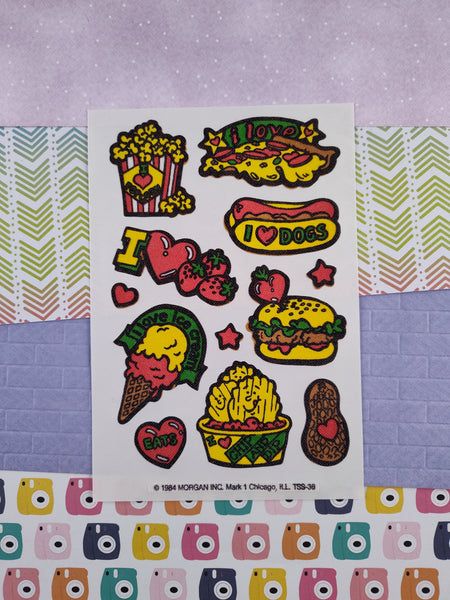 Vintage 1984 Junk Food Hot Dogs Ice Cream Scratch 'n Sniff Full Sticker Sheet