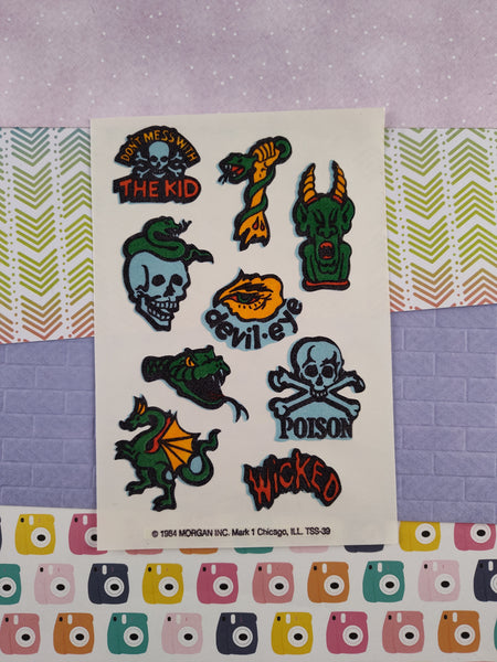 Vintage 1984 Dragons Skulls Serpents Scratch 'n Sniff Full Sticker Sheet