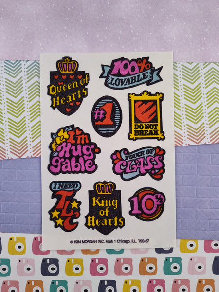 Vintage 1984 Queen King of Hearts Scratch 'n Sniff Full Sticker Sheet