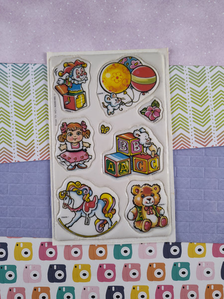 Vintage 1984 Mark 1 Balloons Toys Dolls Puffy Scratch 'n Sniff Full Sticker Sheet