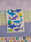 Vintage Sandylion Stickers, Fuzzy Ocean Sharks Fish, 1 Sheet Unused