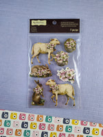 Recollections Easter Spring Sheep Lamb Bunny Rabbit 3-Dimensional Sticker Pack, New/Sealed