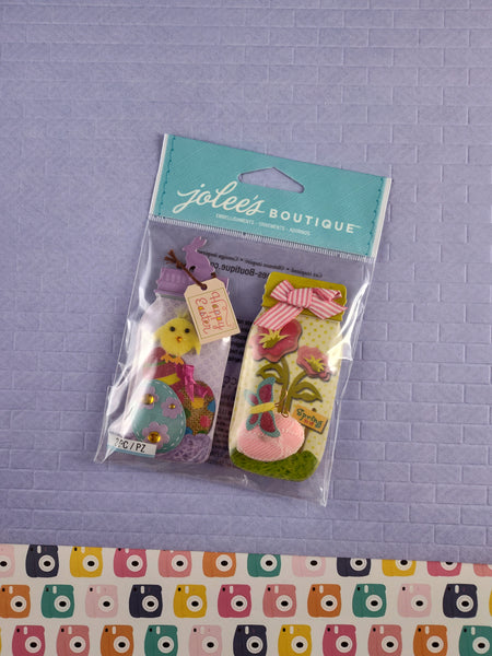 Jolee's Boutique Easter Chicks Eggs Baskets 3-Dimensional Sticker Pack, New/Sealed