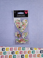 Sandylion Essentials Hearts Floral Love Shiny Metallic 3-Dimensional Sticker Pack, New/Sealed