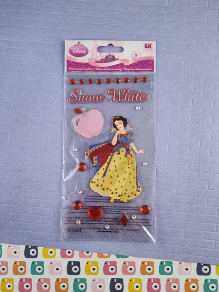 Disney Princess EK Success Snow White Sealed 3-D Sticker Sheet Unused, 16 Pcs