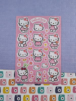 2008 Hello Kitty Full Sticker Sheet Bunnies Flowers, Unused & Clean; 4" x 6"