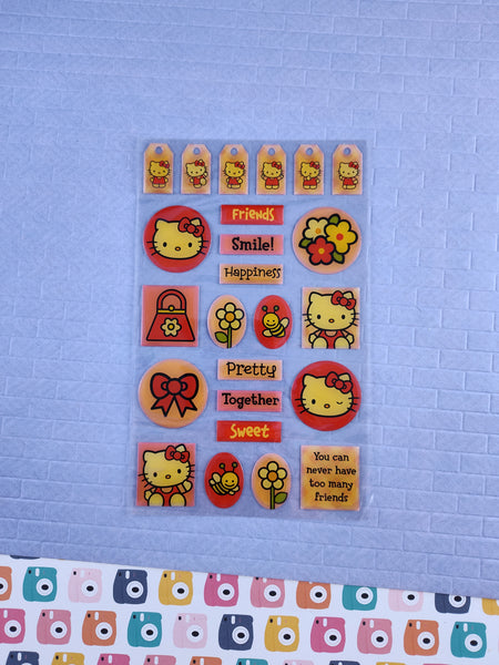 Hello Kitty Full 3-D Bubble Sticker Sheet, Unused & Clean; 4" x 6"