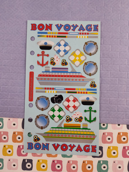 Vintage Stickopotamus "Bon Voyage" Binder Sticker Sheet, Unused