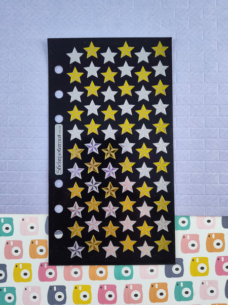 Vintage Stickopotamus "Silver/Gold Stars" Shiny Binder Sticker Sheet, Unused