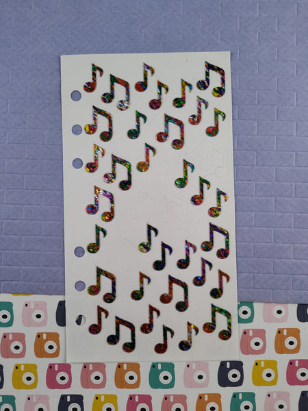 Vintage Stickopotamus "Music Note" Shimmer Shiny Binder Partial Sticker Sheet