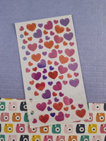 Vintage Stickopotamus "Hearts" Shiny Binder Sticker Sheet, Near Complete