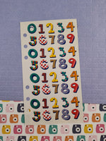Vintage Stickopotamus "Colorful Patterned Numbers" Binder Sticker Sheet, Unused