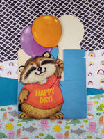 Vintage Critter Sitters Raccoon Happy Day Birthday Balloon Cardstock Gift Box