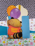 Vintage Critter Sitters Raccoon Happy Day Birthday Balloon Cardstock Gift Box