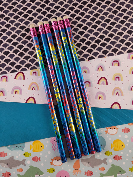 Vintage 80's/90's Lisa Frank Pencil Set of 6, Unsharpened/Unused (Blue)