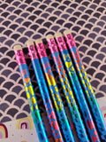 Vintage 80's/90's Lisa Frank Pencil Set of 6, Unsharpened/Unused (Blue)