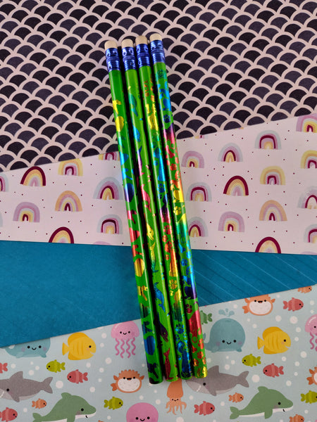 Vintage 80's/90's Lisa Frank Pencil Set of 4, Unsharpened/Unused (Green)