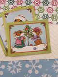 Vintage Christmas Current, Inc. Merry Mice Blank Greeting Cards, Set/4 LIKE NEW