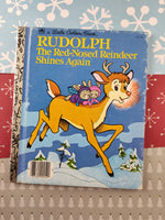 Vintage 1982 Hardcover Little Golden Book "Rudolph the Red-Nosed Reindeer Shines Again"