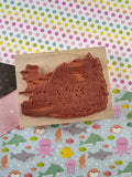 Vintage 1999 PSX K-2893 Boathouse Dock Mountain Lake Wooden Stamp Block