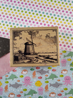 Vintage PSX K-2135 Countryside Windmill Wooden Stamp Block