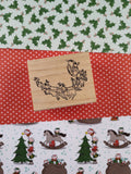 Vintage 1999 Art Impressions G-1817 Santa Reindeer Sleigh Wooden Stamp Block