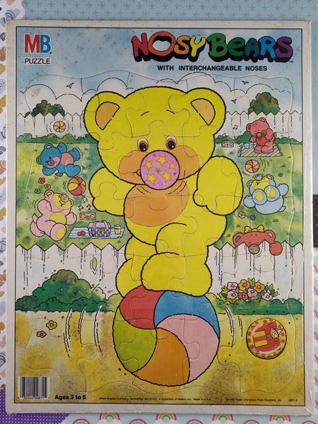 Vintage 1988 Milton Bradley Nosy Bears (w/Interchangeable Noses) Frame-Tray Puzzle SEALED