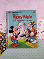 Vintage 1977 Little Golden Book: Walt Disney's Mickey Mouse and the Best-Neighbor Contest Hardcover