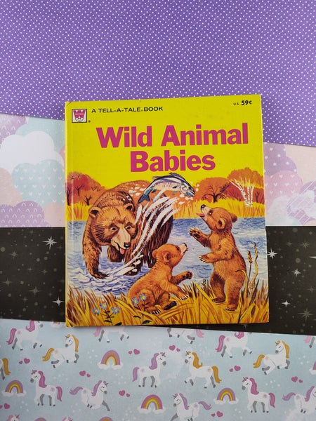 Vintage 1973 Tell-A-Tale Book, Wild Animal Babies Hardcover