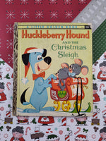 Rare HTF Vintage 1960 Little Golden Book: Huckleberry Hound and the Christmas Sleigh Hardcover