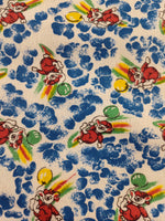 Vintage Rainbow Yellow Balloons Mouse Blue Red Fabric Remnant 1-1/3 yd x 42" W, Nice & Clean