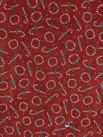 Vintage Christmas Red Miniature Candy Canes Wreaths Fabric Remnant, 7/8 yd x 42" W