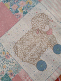 Vintage Patchwork Elephant Sheep Lamb Animals on Wheel Toys Fabric Remnants 2 pc, Nice & Clean