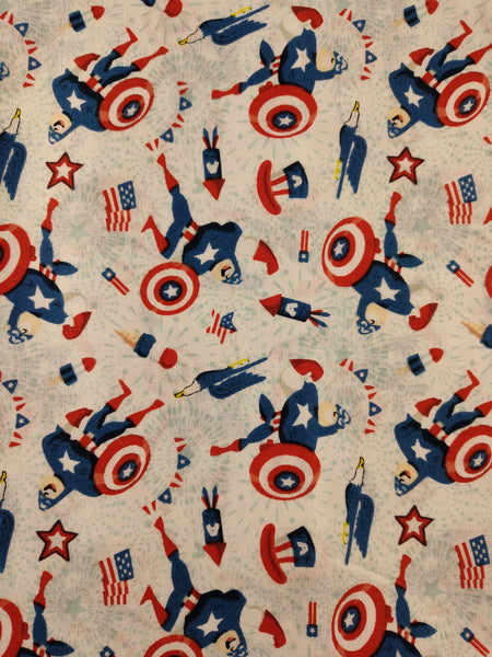 Marvel Captain America Red White Blue Fabric Remnant, 2 yd x 44" W