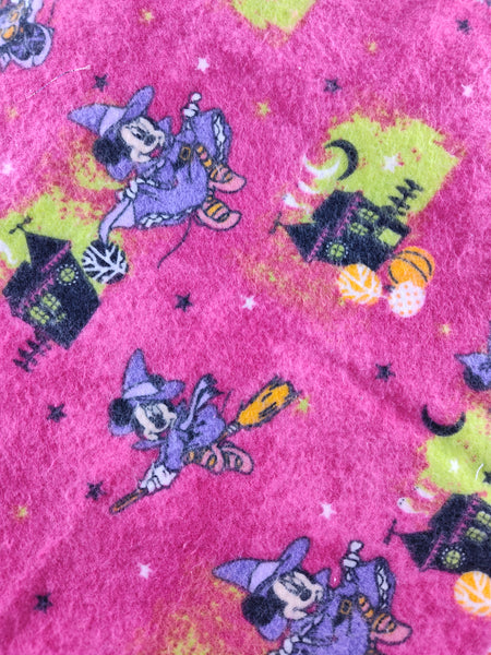 Vintage Halloween Minnie Mouse Haunted House Trick or Treat Fabric Remnant, 1 yd x 44" W