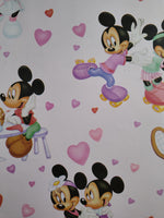 Vintage Mickey Mouse Minnie Mouse Valentines Gift Wrap Wrapping Paper, 1 Sheet Unused