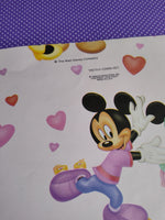 Vintage Mickey Mouse Minnie Mouse Valentines Gift Wrap Wrapping Paper, 1 Sheet Unused