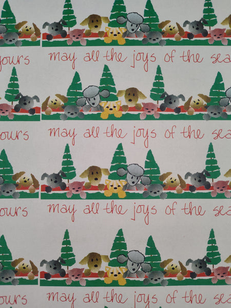 Vintage ASPCA Christmas Cats Dogs Pets Gift Wrap Wrapping Paper, 1 Sheet Unused