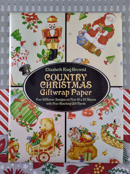 Vintage Country Christmas Gift Wrap Wrapping Paper, New & Sealed