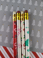 Vintage Christmas Holiday Pencil Set of 4, Unsharpened/Unused