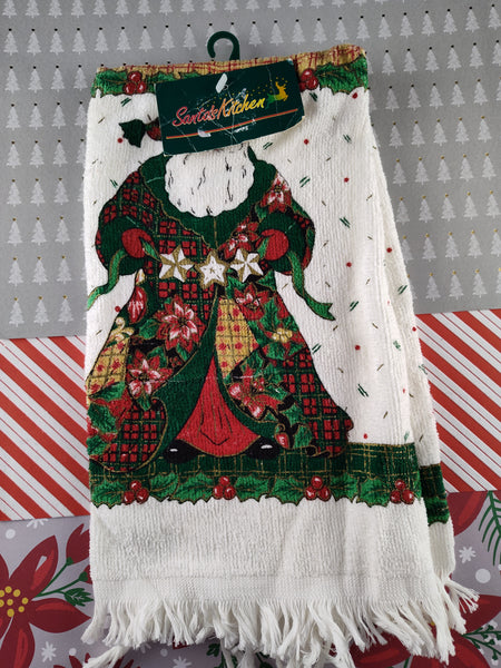 Vintage Montgomery Ward Christmas Santa Claus Saint Nick Hand Towel NWT