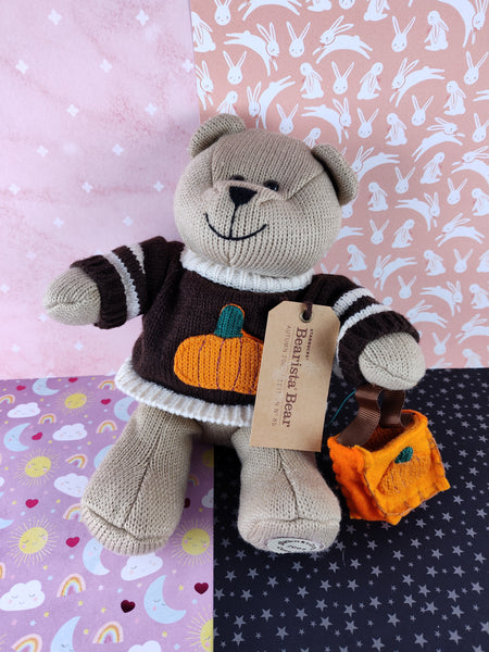 2009 Starbucks Bearista Teddy Bear Fall Pumpkin Spice Sweater Plush NWT, Perfect