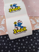 Vintage Smurfs "S.W.A.K. Smurfed With a Kiss" Sticker, New & Unused/Unpeeled